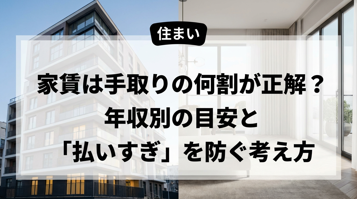 家賃は手取りの何割が正解？年収別の目安と「払いすぎ」を防ぐ考え方